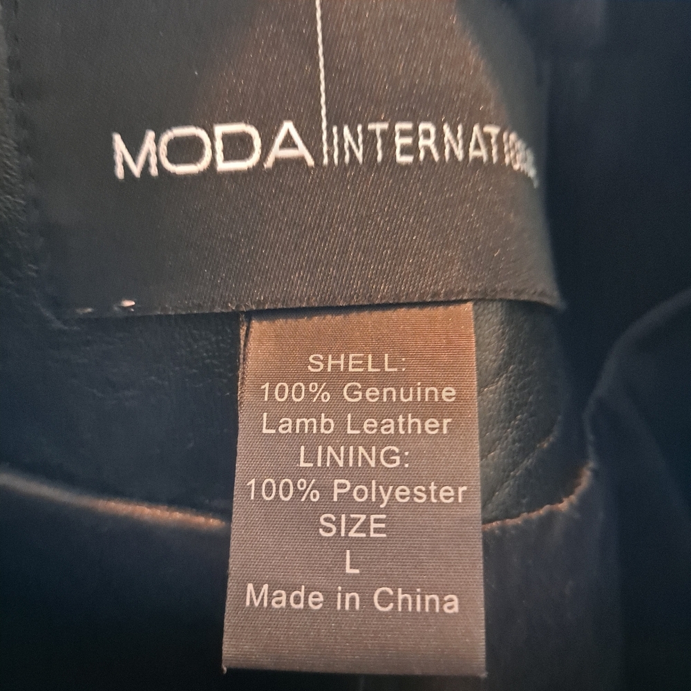 MODA International Black Leather Jacket Womens Sz L - Picture 5 of 6